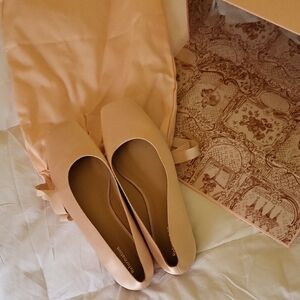 Reformation Mikayla Ballet Flats Rosewater Satin Size 8 Pink